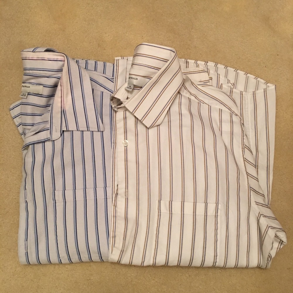 Medium PERRY ELLIS Long Sleeve Striped Shirts